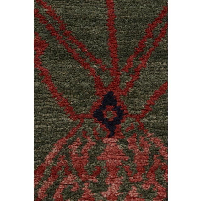 Green Rug & Kilim's Classic European-Style Runner Green Red Custom Rug Pattern For Sale - Image 8 of 10