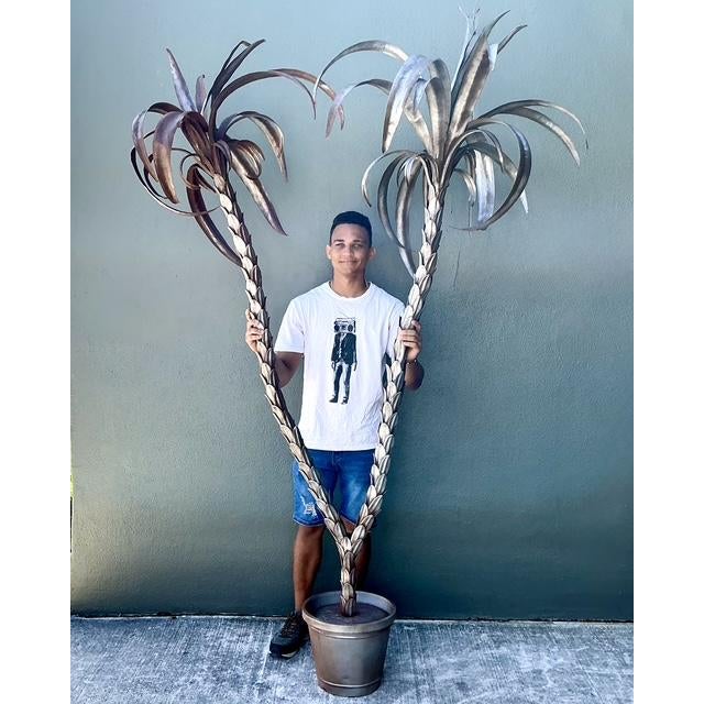 Vintage Italian Silver Tole Palm Tree For Sale - Image 9 of 12