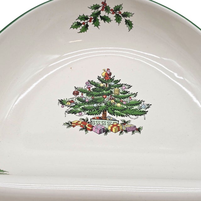 Spode Christmas Tree Porcelain Divided Relish Dish Pair England 11.25" For Sale - Image 9 of 11