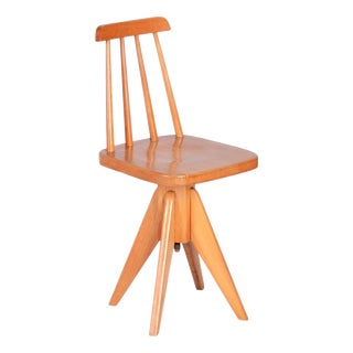 Mid-Century Czech Beech Swivel Chair, 1960s For Sale