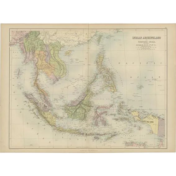 Antique Map of the East Indies by A & C. Black, 1870 For Sale