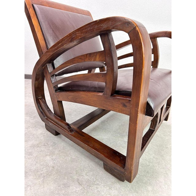 Wood French Art Deco Lounge Chair, 1940s For Sale - Image 7 of 12
