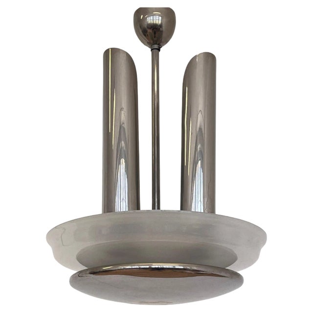 Large Very Bauhaus Functionalism Art Deco Chrome Chandelier, 1935 For Sale