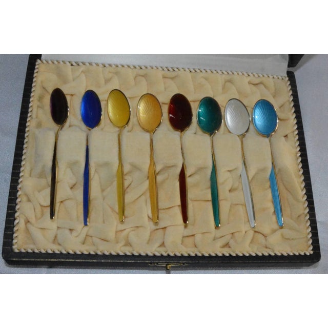 This is a beautiful set of Norwegian sterling silver spoons by David-Andersen. This collection includes eight spoons with...