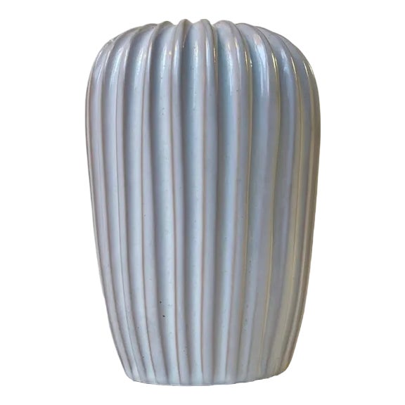 Danish Modern White Glaze Ceramic Vase from Eslau, 1960s For Sale