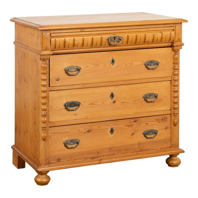 Pine Chest of Four Drawers, Denmark Circa 1900 For Sale