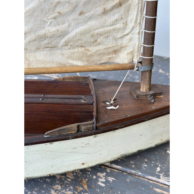 Antique Folk Art Wood Pond Sail Boat, Circa 1920s For Sale - Image 12 of 18