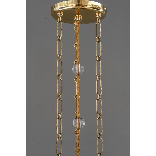 Gold Art Deco Chandeliers with Glass Sticks, Vienna, 1920s, Set of 2 For Sale - Image 8 of 18