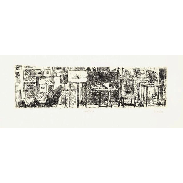 The Artist's Studio - Original Etching by Renzo Biasion - 1960s 1960s For Sale
