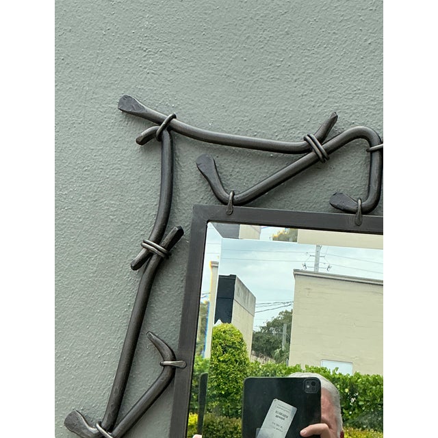 Metal Alexandra Diez Mirrored Glass and Metal Wall Mirror For Sale - Image 7 of 12