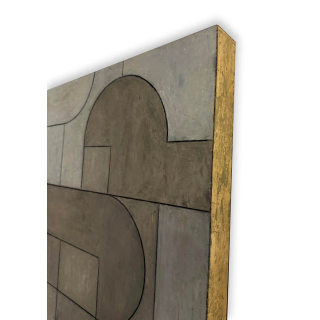 Contemporary Geometric Abstract Oil Painting Neutral Colors by Stephen Cimini For Sale - Image 4 of 7