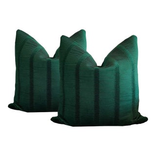 Emerald Green Velvet Pillows - a Pair For Sale