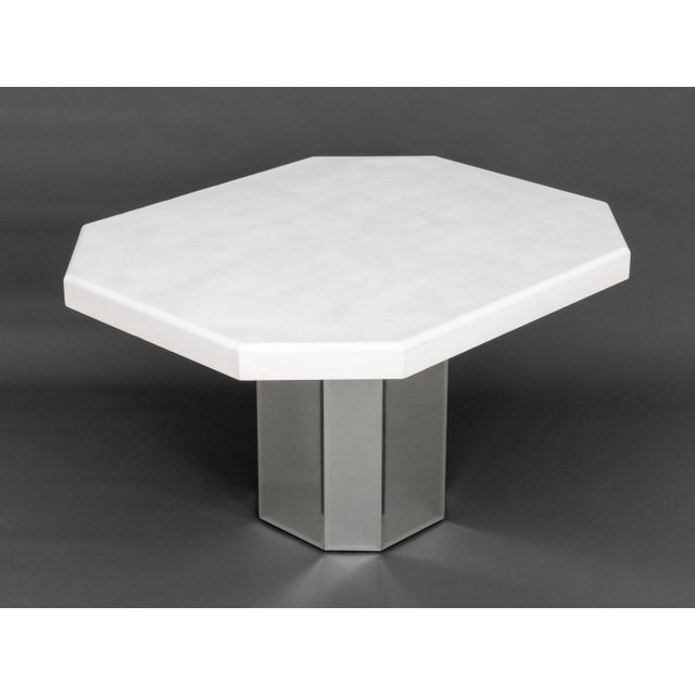 Modern White Painted and Mirrored Pedestal Table For Sale In New York - Image 6 of 8