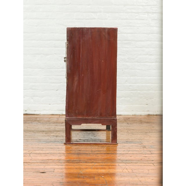 Wood Korean Early 20th Century Side Chest with Traditional Brass Hardware and Legs For Sale - Image 7 of 13