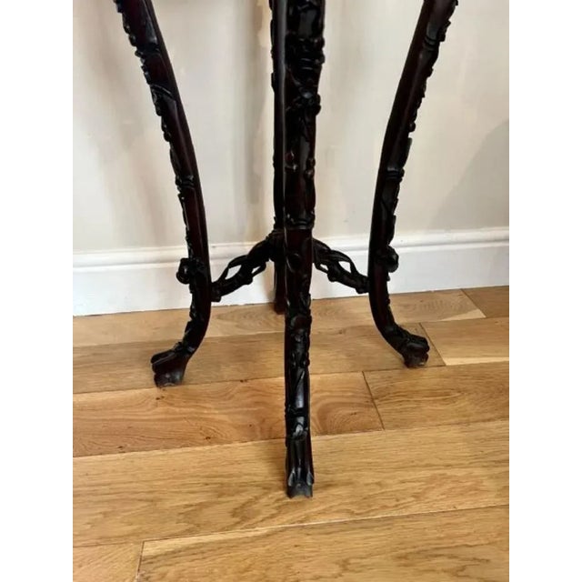 Chinese Side Table or Stool in Carved Hardwood, 1860s For Sale - Image 3 of 12