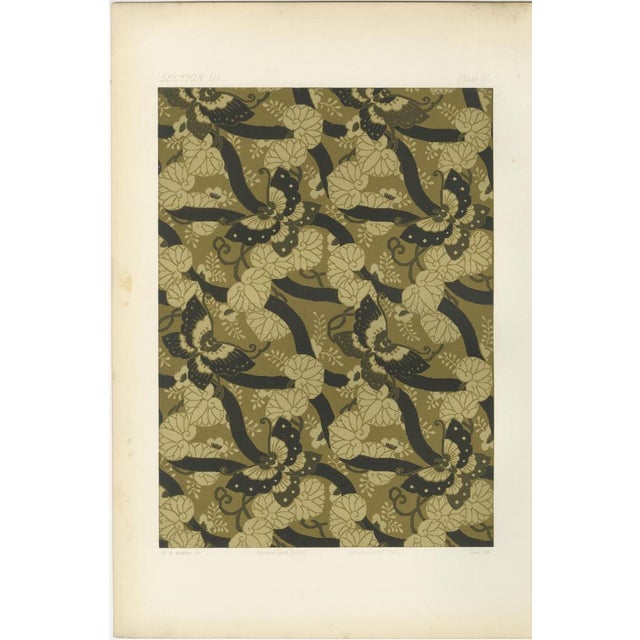 Japanese Butterfly and Vine Textile Design, 1880s, Paper For Sale - Image 6 of 10