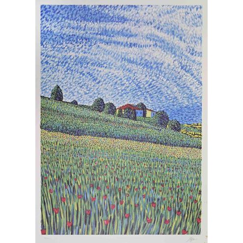 Lucio Rofrano, Countryside, 1990s, Lithograph For Sale