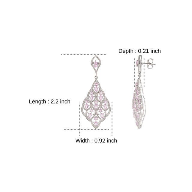 Sparkling Elegant 5.07 TCW Pink Sapphire & Diamond Partywear Dangle Earrings, 2 Pieces For Sale - Image 10 of 13