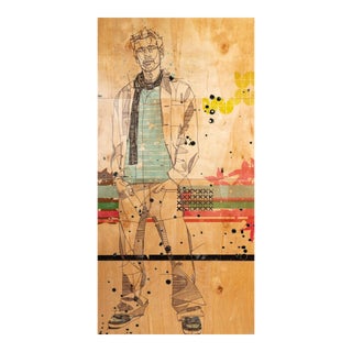 Huge 96" Jason Thielke Modern Triptych Painting on Wood Panels For Sale