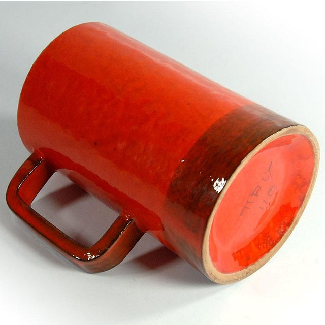 Italian Orange and Red Ceramic Mug from Keramos di Ghigo, 1960s For Sale - Image 6 of 9