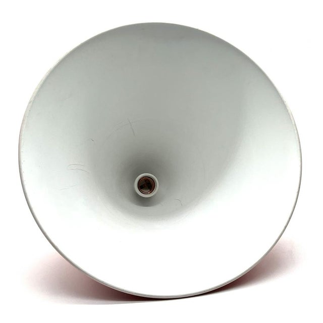 Metal Vintage Scandinavian Cone Pendant Lamp in Red Enamel & Ceramic in the style of Louis Poulsen, 1960s For Sale - Image 7 of 15