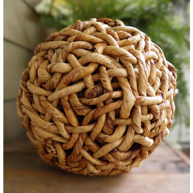Water Hyacinth Woven Sphere 10” Diameter For Sale - Image 4 of 5