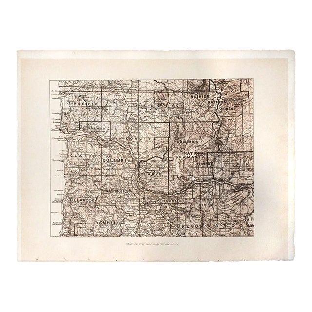 Edward S. Curtis "Map of Chinookan Territory" Original Vintage Photogravure on Van Gelder Paper, 1911, Cardozo Collection For Sale