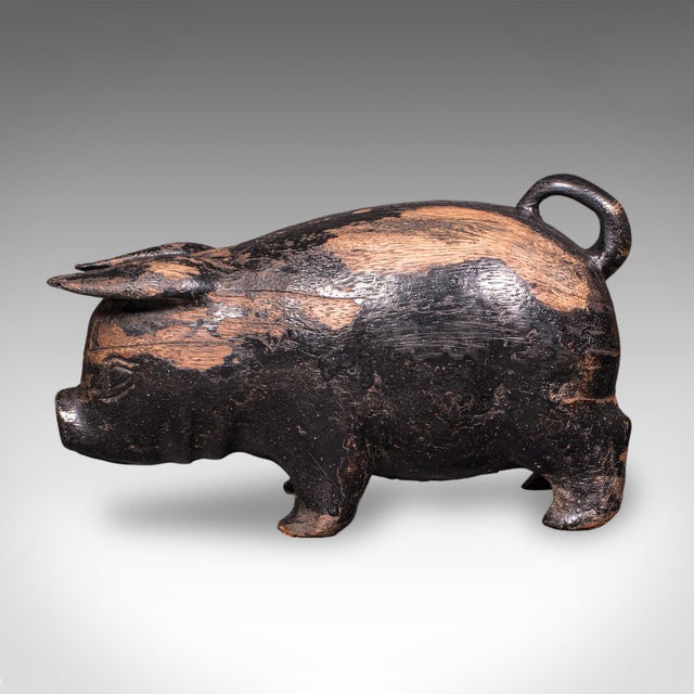 1950s Vintage Carved Piglet Figure, English, Treen, Ebonised, Farmyard, Mid Century For Sale - Image 5 of 12