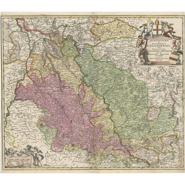 Antique Map of the Rhine Centered on Cologne For Sale - Image 6 of 6