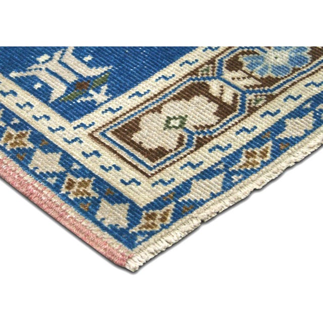1960s Turkish Oushak Yastic. Hand woven with wool on wool foundation in the Oushak region of Western Turkey. The Anatolian...