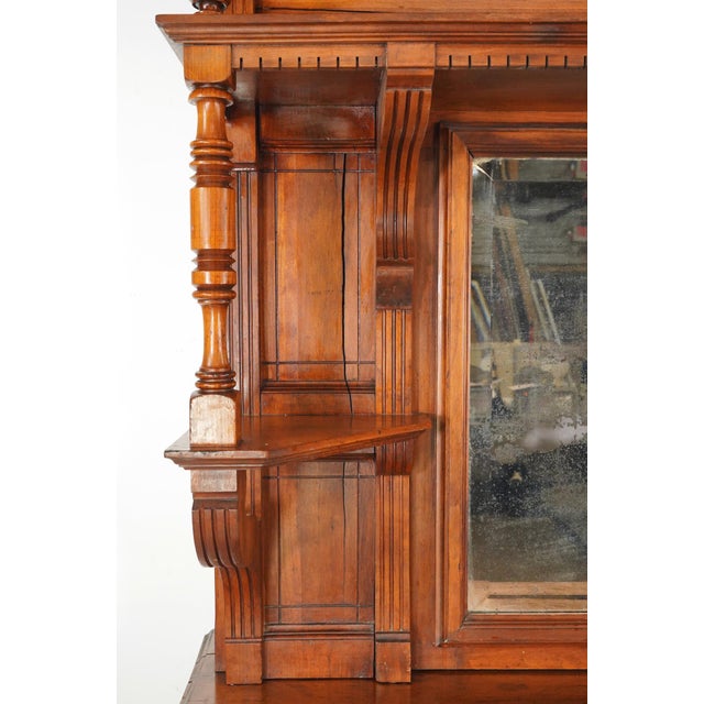 1890s Neoclassical Oversized Carved Cherry Wood Fireplace Mantel For Sale - Image 4 of 16