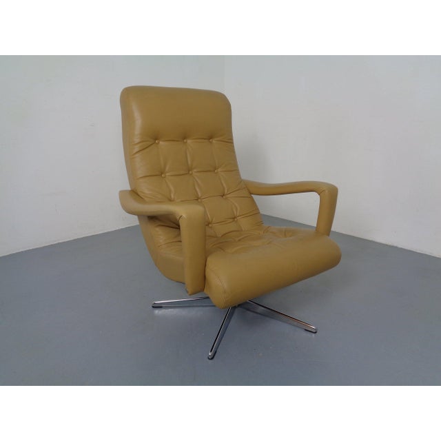 Set of Leather Swivel Easy Chair and Ottoman, Switzerland, 1960s For Sale - Image 10 of 18