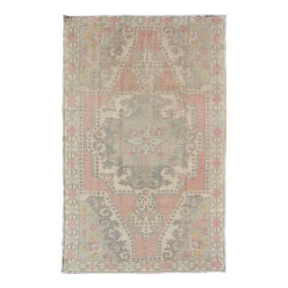 Oushak Rug From Turkey With Floral Medallion Design in Light Colors For Sale