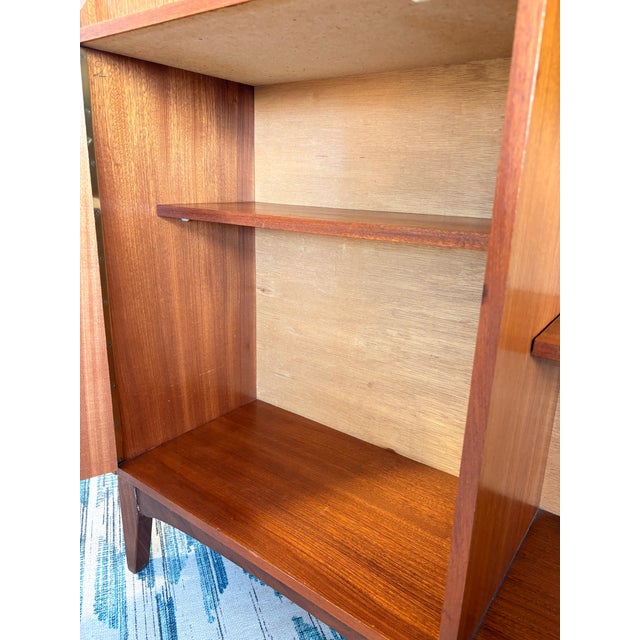 Authentic Vintage British Mid-Century Teak Drop-Front Cabinet Bar Inspired by G Plan For Sale - Image 9 of 13