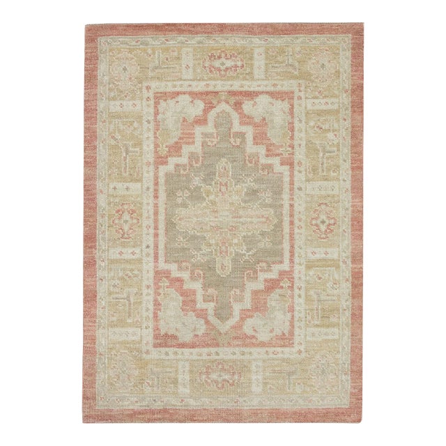 Modern Turkish Oushak Rug 2'11" x 4'3" For Sale