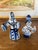 Ceramic Vintage Blue and White Porcelain Figurine Pair, Hand-Painted Folk Figures For Sale - Image 7 of 10