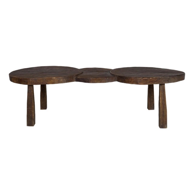 Three Circle Design Elm Coffee Table For Sale