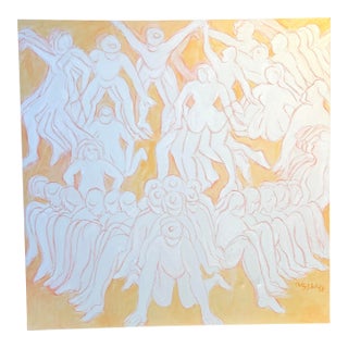 1990s Gestural Figure Oil Painting on Canvas For Sale