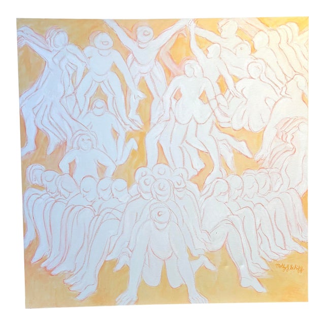 1990s Gestural Figure Oil Painting on Canvas For Sale