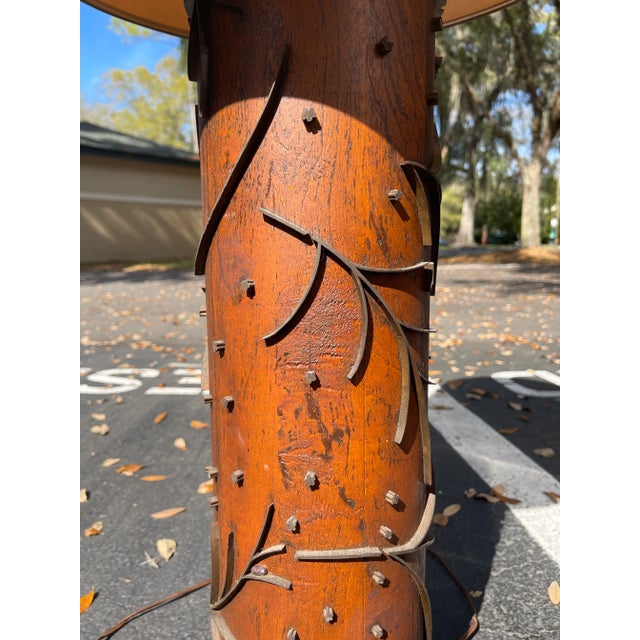 Mid-Century Modern Antique Wallpaper Printing Roll Table Lamp For Sale - Image 3 of 4