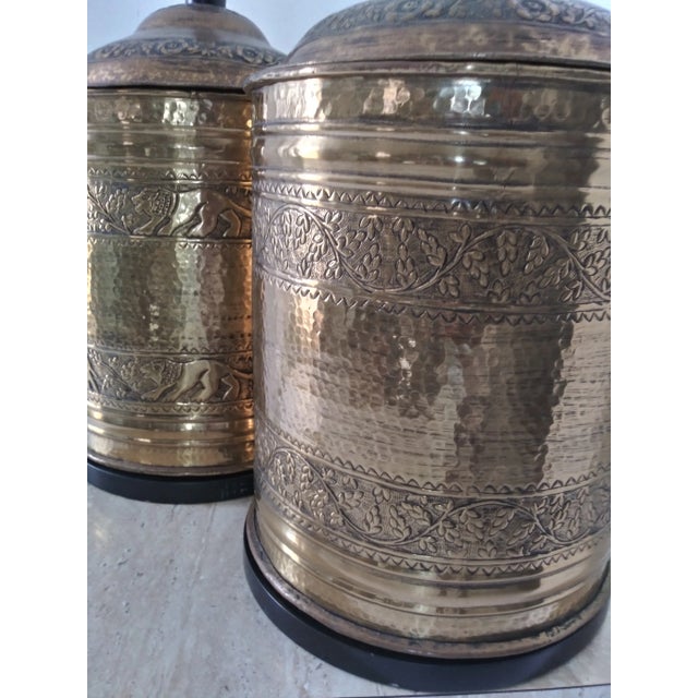 Mid Century Brass Cylinder Lamps - a Pair For Sale - Image 12 of 13