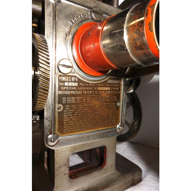 Metal Circa 1906 Power's Cameragraph 35mm Hand Crank Movie Projector Artifact Display Sculpture For Sale - Image 7 of 11