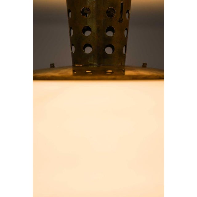 Model 71 Ceiling Lamp in Brass and Opaline Glass attributed to Lisa Johansson-Pape, 1950s For Sale - Image 9 of 11
