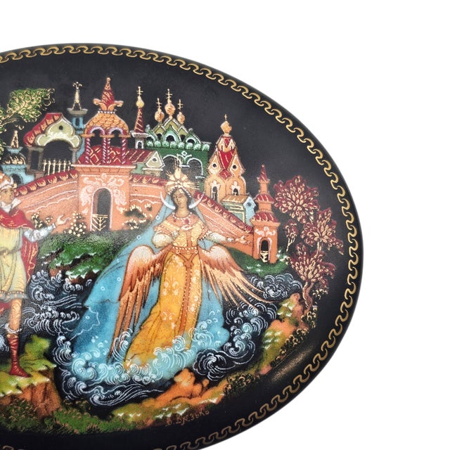 Palekh Porcelain Miniature Box “Tale of Tsar Saltan” by Vladimir Vlasov, Ussr, 4.25 For Sale - Image 4 of 18