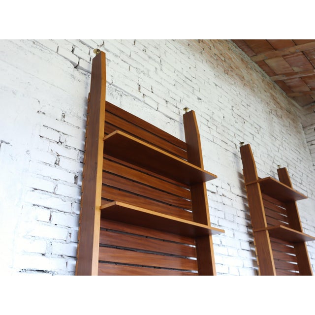 Mid-Century Italian Teak Floor-to-Ceiling Wall Units, 1950s, Set of 2 For Sale - Image 14 of 16