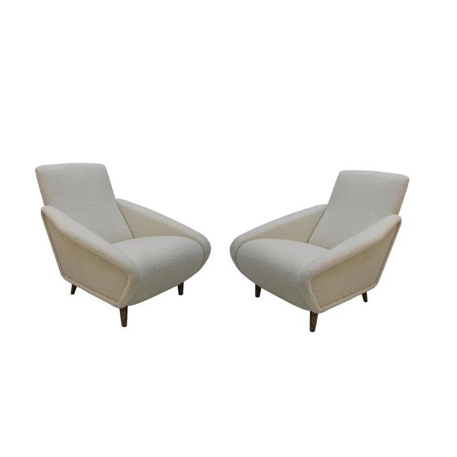Set of Wool Armchairs in the style of Gio Ponti For Sale - Image 9 of 9