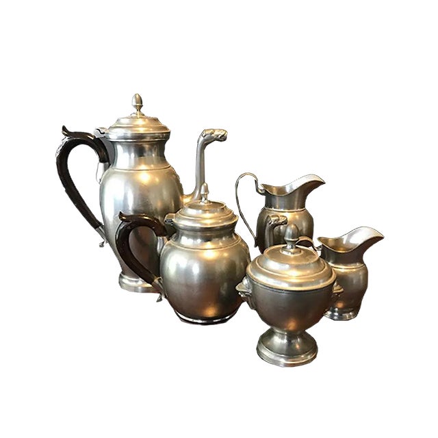 Art Deco Tin Tea & Coffee Service, Set of 5 For Sale