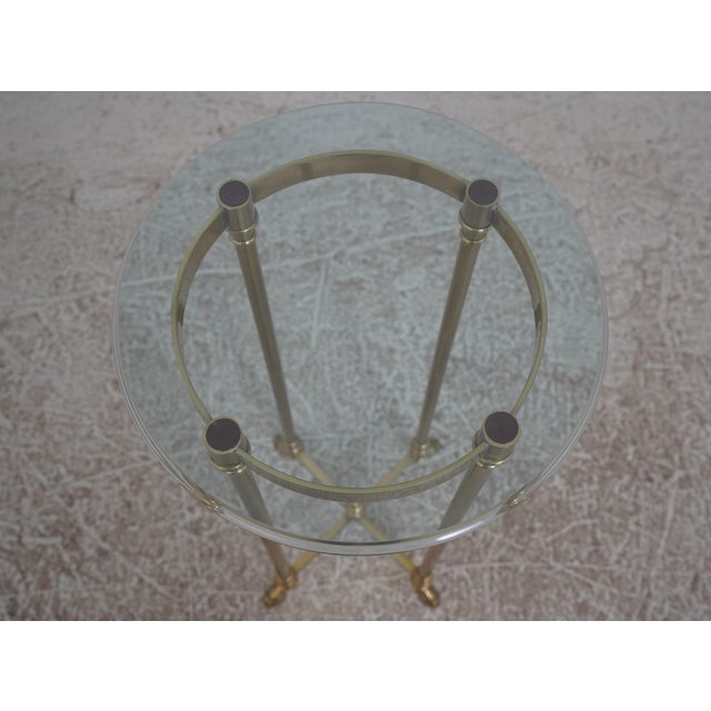 Traditional Labarge Brass & Glass Pedestal Table Stand For Sale - Image 3 of 10