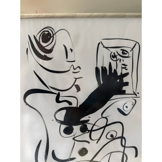 1970s 1970s Peter Keil “Miro in the Window” Abstract Cubist Painting For Sale - Image 5 of 6