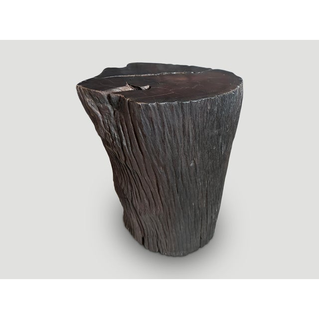 Andrianna Shamaris Sculptural Ulin Wood Side Table For Sale - Image 4 of 6